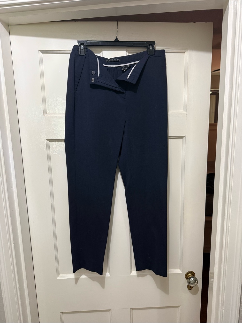 ANTONIO MELANI Navy Slim Straight Dress Pants
